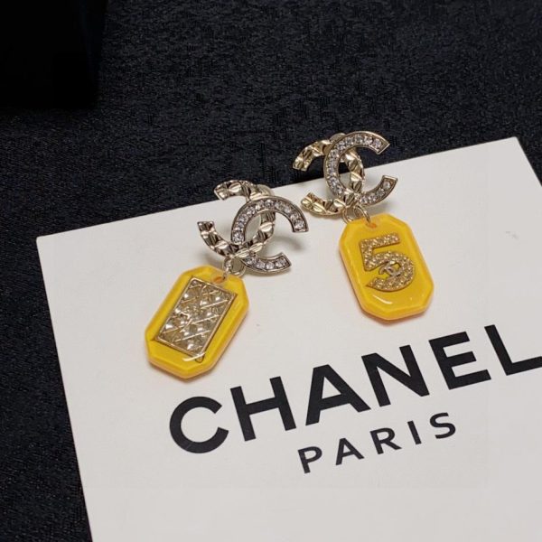 réplica,joyas,joyería,1:1,replica,fake,lujo,barato Pendientes Chanel con letra doble C24 rombo y 5 diamantes