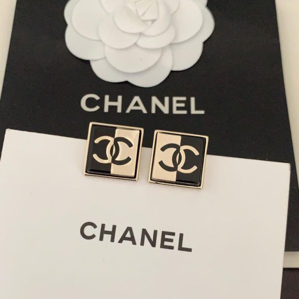 réplica,joyas,joyería,1:1,replica,fake,lujo,barato Pendientes cc cuadrados de resina bicolor Chanel