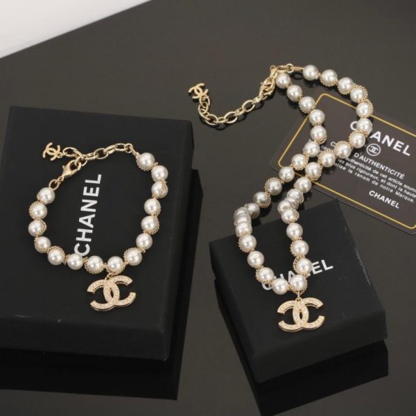 réplica,joyas,joyería,1:1,replica,fake,lujo,barato Collar de perlas Chanel Doble C