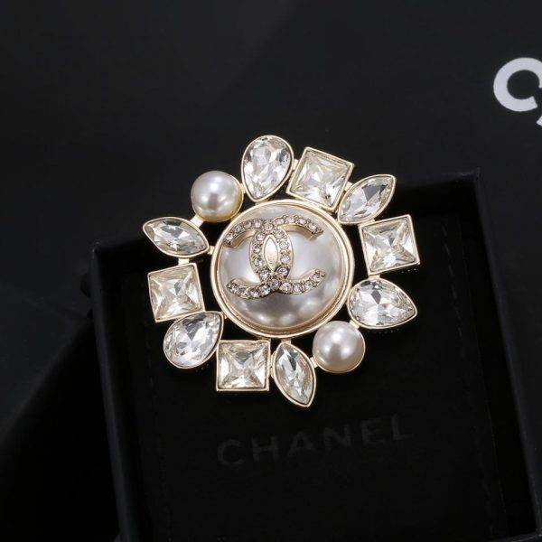 réplica,joyas,joyería,1:1,replica,fake,lujo,barato Broche cc de cristal negro con bloques de color Chanel