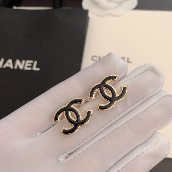 réplica,joyas,joyería,1:1,replica,fake,lujo,barato Pendientes Chanel cc negros consistentes en material ZP