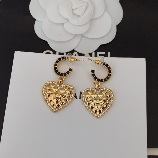 réplica,joyas,joyería,1:1,replica,fake,lujo,barato Ganchos para las orejas Chanel Love de oro