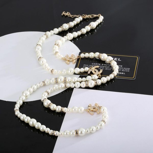 réplica,joyas,joyería,1:1,replica,fake,lujo,barato Collar de perlas Chanel Doble C