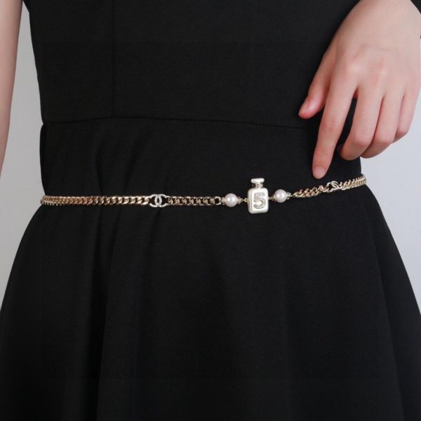 réplica,joyas,joyería,1:1,replica,fake,lujo,barato Cadena de cintura con frasco de perfume de perlas Chanel