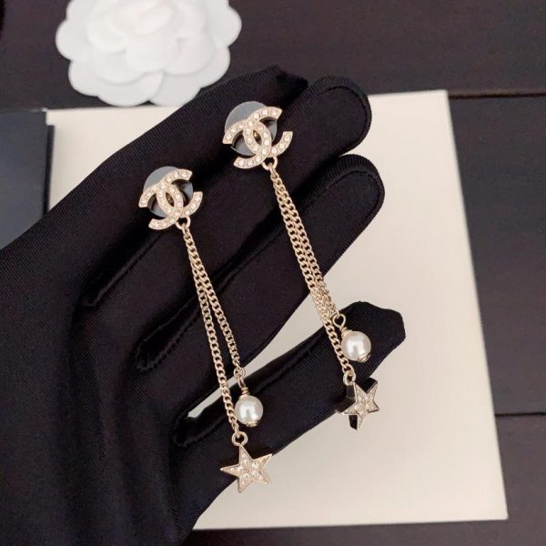 réplica,joyas,joyería,1:1,replica,fake,lujo,barato Pendientes de cadena pequeños con diamantes Chanel