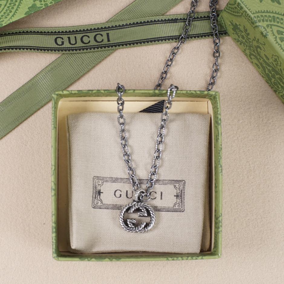 réplica,joyas,joyería,1:1,replica,fake,lujo,barato Collar Gucci con doble G entrelazada