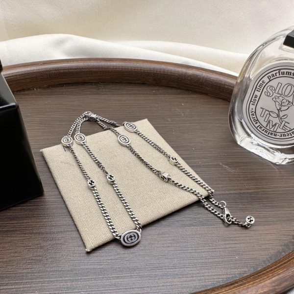 réplica,joyas,joyería,1:1,replica,fake,lujo,barato Collar Gucci pequeño entrelazado de esmalte negro