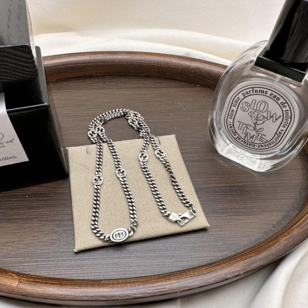 réplica,joyas,joyería,1:1,replica,fake,lujo,barato Collar entrelazado de esmalte negro Gucci