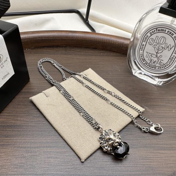 réplica,joyas,joyería,1:1,replica,fake,lujo,barato Collar Gucci con piedras y cabeza de león