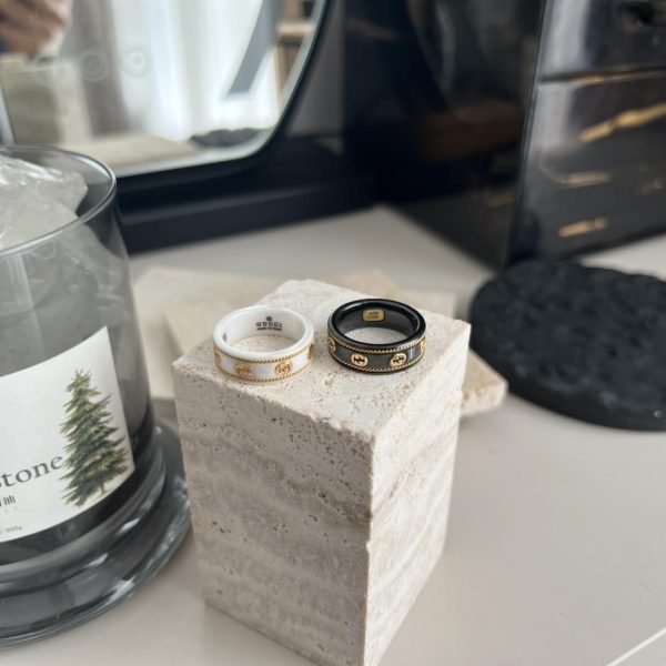 réplica,joyas,joyería,1:1,replica,fake,lujo,barato Anillo de cerámica con piedras preciosas Gucci