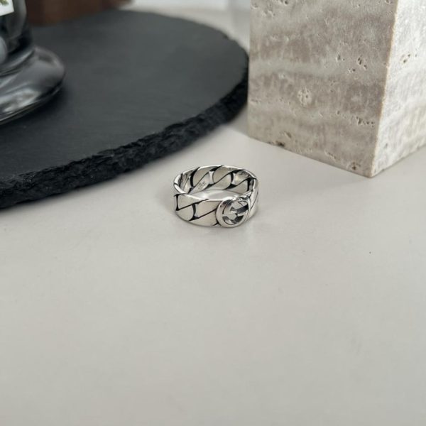 réplica,joyas,joyería,1:1,replica,fake,lujo,barato Anillo de cerámica con doble G entrelazada de Gucci