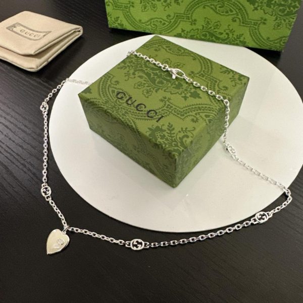 réplica,joyas,joyería,1:1,replica,fake,lujo,barato Collar con colgante de barra con doble G de Gucci