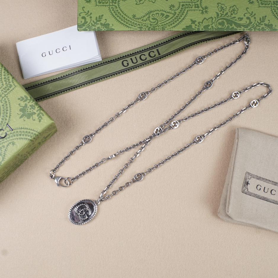 réplica,joyas,joyería,1:1,replica,fake,lujo,barato réplica,joyas,joyería,1:1,replica,fake,lujo,barato Collar Gucci Ovalado con Doble G