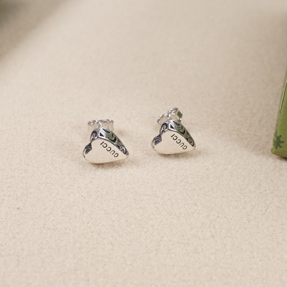réplica,joyas,joyería,1:1,replica,fake,lujo,barato réplica,joyas,joyería,1:1,replica,fake,lujo,barato Pendientes de plata con colgante de amor con doble G de Gucci