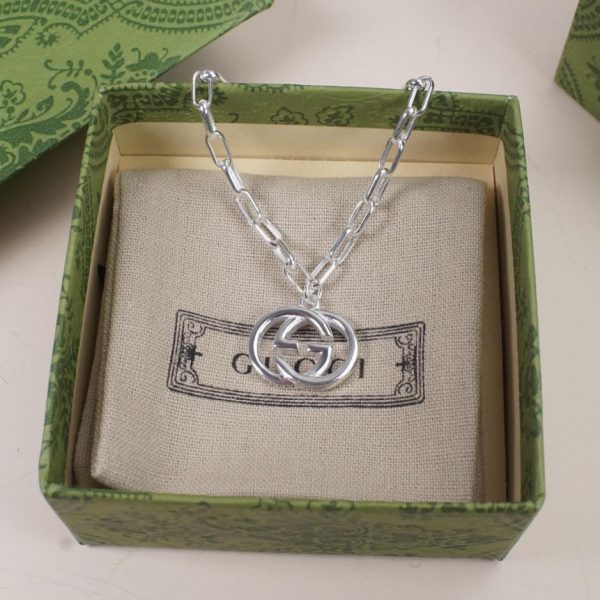 réplica,joyas,joyería,1:1,replica,fake,lujo,barato Pulsera de cadena cuadrada con etiqueta de doble G entrelazada de Gucci