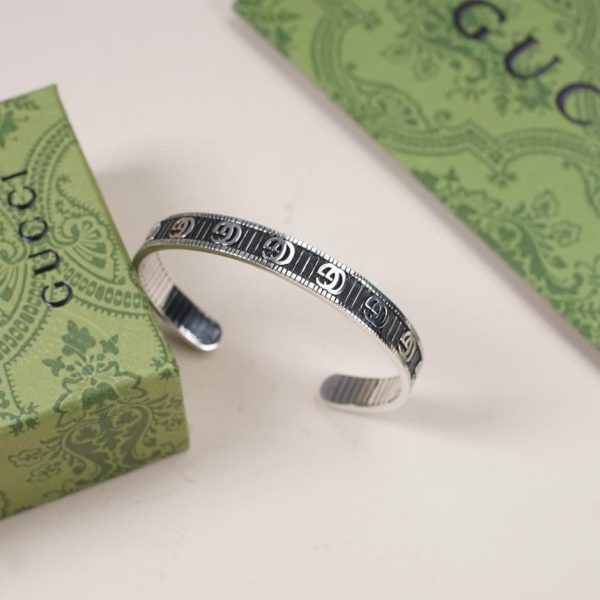 réplica,joyas,joyería,1:1,replica,fake,lujo,barato Pulsera Gucci con doble G a rayas