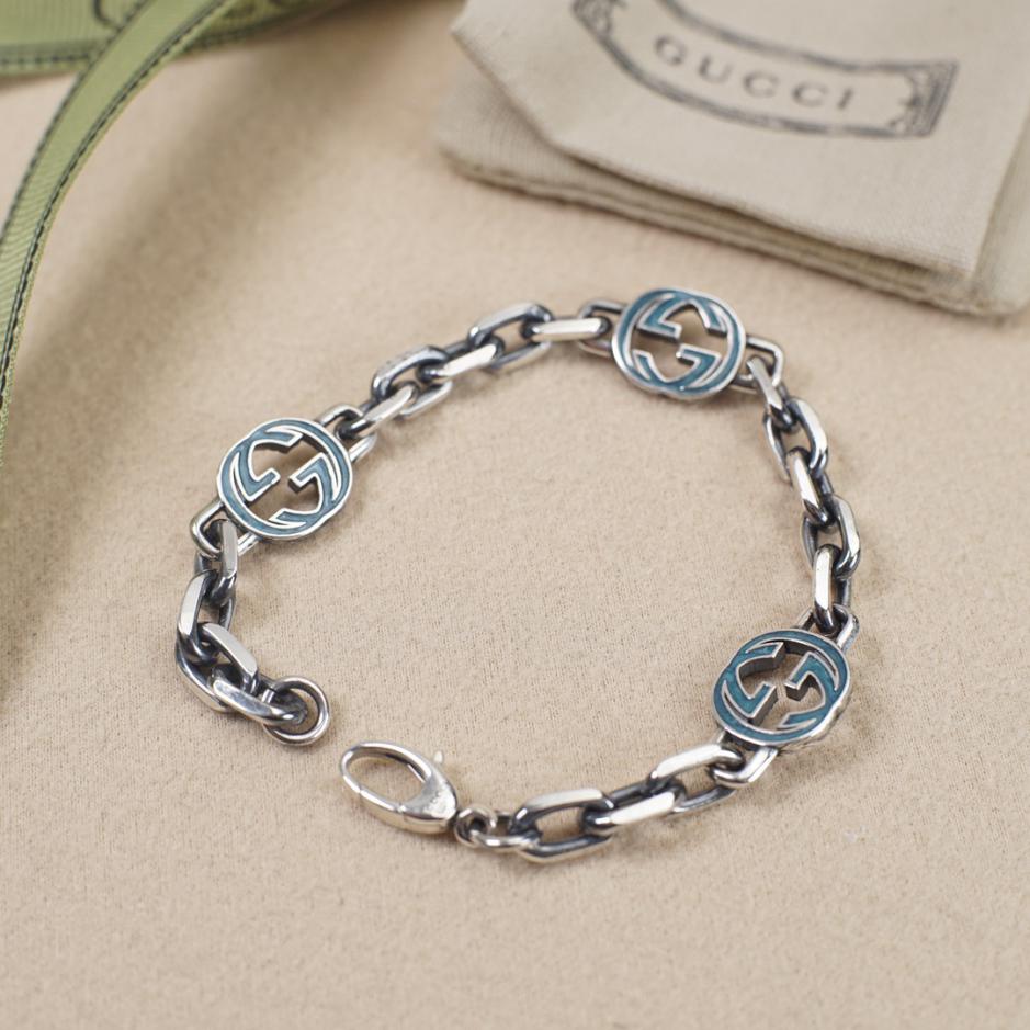réplica,joyas,joyería,1:1,replica,fake,lujo,barato réplica,joyas,joyería,1:1,replica,fake,lujo,barato Pulsera Gucci doble g entrelazada verde