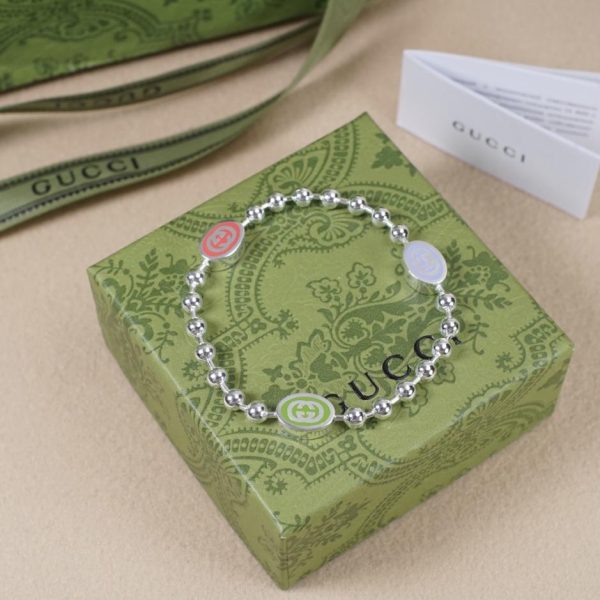 réplica,joyas,joyería,1:1,replica,fake,lujo,barato Pulsera Gucci con cuentas de doble g y esmalte de colores