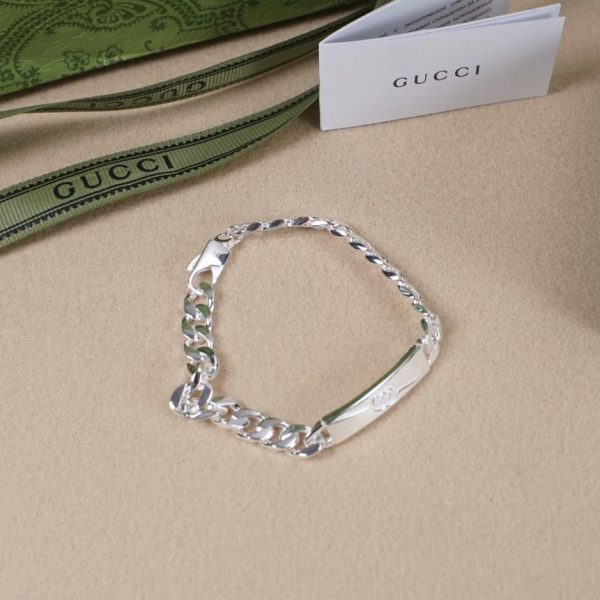 réplica,joyas,joyería,1:1,replica,fake,lujo,barato Pulsera Gucci de sarga entrelazada con doble G