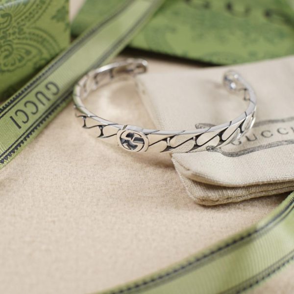 réplica,joyas,joyería,1:1,replica,fake,lujo,barato Pulsera Gucci de plata con doble g entrelazada