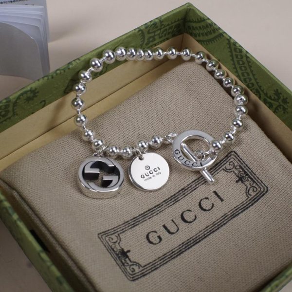 réplica,joyas,joyería,1:1,replica,fake,lujo,barato Pulsera con hebilla y medallón con doble G entrelazada de Gucci