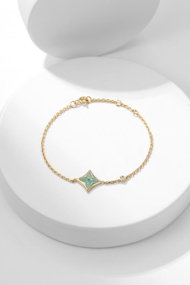 réplica,joyas,joyería,1:1,replica,fake,lujo,barato Pulsera de amazonita para presbicia con forma de diamante LOUIS VUITTON