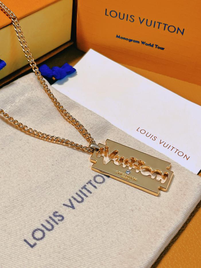 réplica,joyas,joyería,1:1,replica,fake,lujo,barato Collar de hombre grande con hoja de oro LOUIS VUITTON