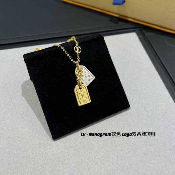 réplica,joyas,joyería,1:1,replica,fake,lujo,barato Collar con etiqueta con el logo de LOUIS VUITTON