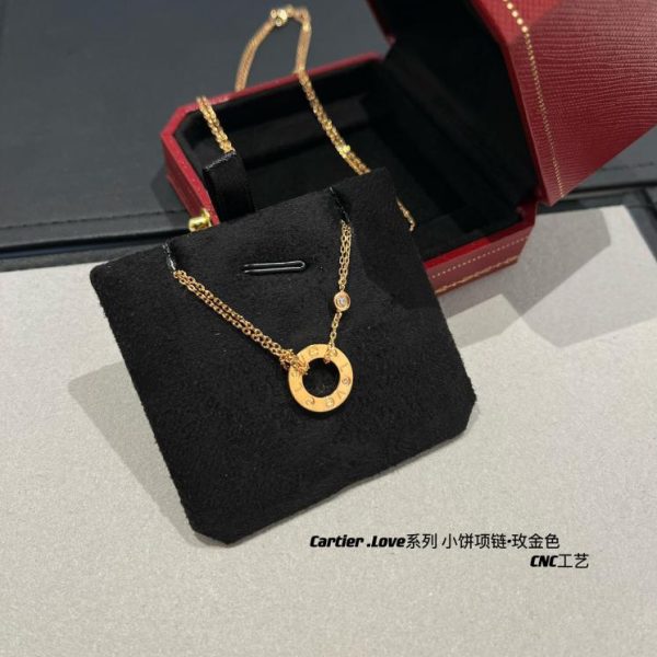 réplica,joyas,joyería,1:1,replica,fake,lujo,barato Collar clásico con doble anillo sin diamantes de Cartier