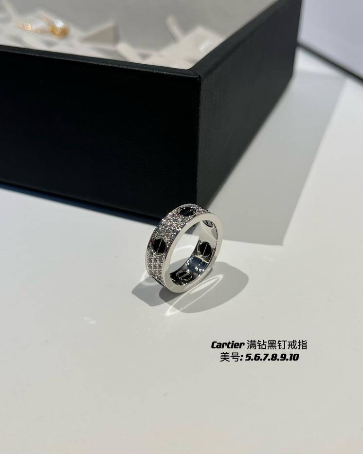 réplica,joyas,joyería,1:1,replica,fake,lujo,barato Anillo de diamantes con tachuelas negras de Cartier