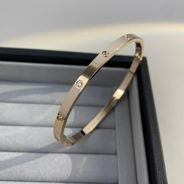 réplica,joyas,joyería,1:1,replica,fake,lujo,barato Cartier versión estrecha pulsera de amor con seis diamantes