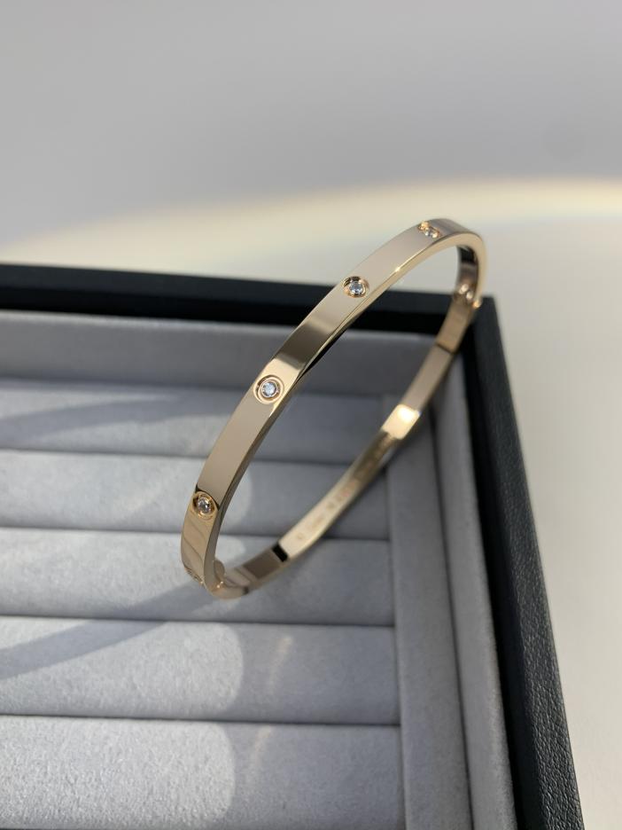 réplica,joyas,joyería,1:1,replica,fake,lujo,barato Cartier versión estrecha pulsera de amor con diez diamantes
