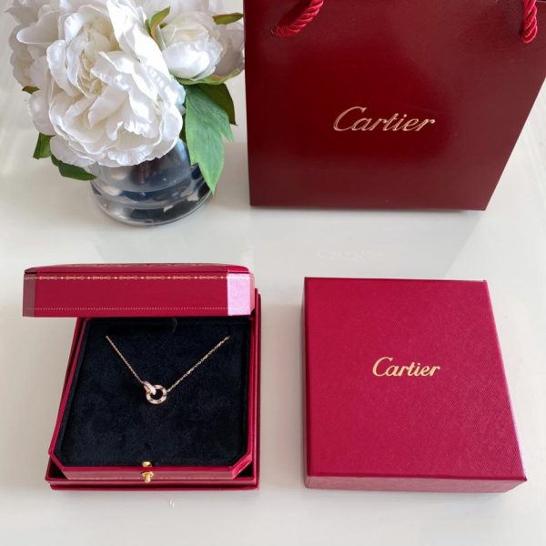réplica,joyas,joyería,1:1,replica,fake,lujo,barato Cartier Serie Love llena de diamantes collar de doble anillo