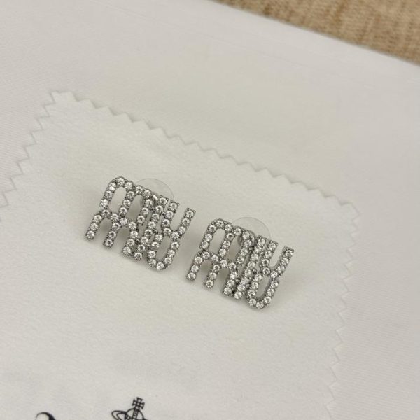 réplica,joyas,joyería,1:1,replica,fake,lujo,barato Miu Miu pendientes con perlas y diamantes de imitación