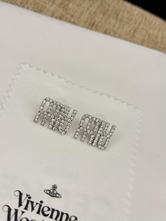 réplica,joyas,joyería,1:1,replica,fake,lujo,barato Miu Miu pendientes con perlas y diamantes de imitación