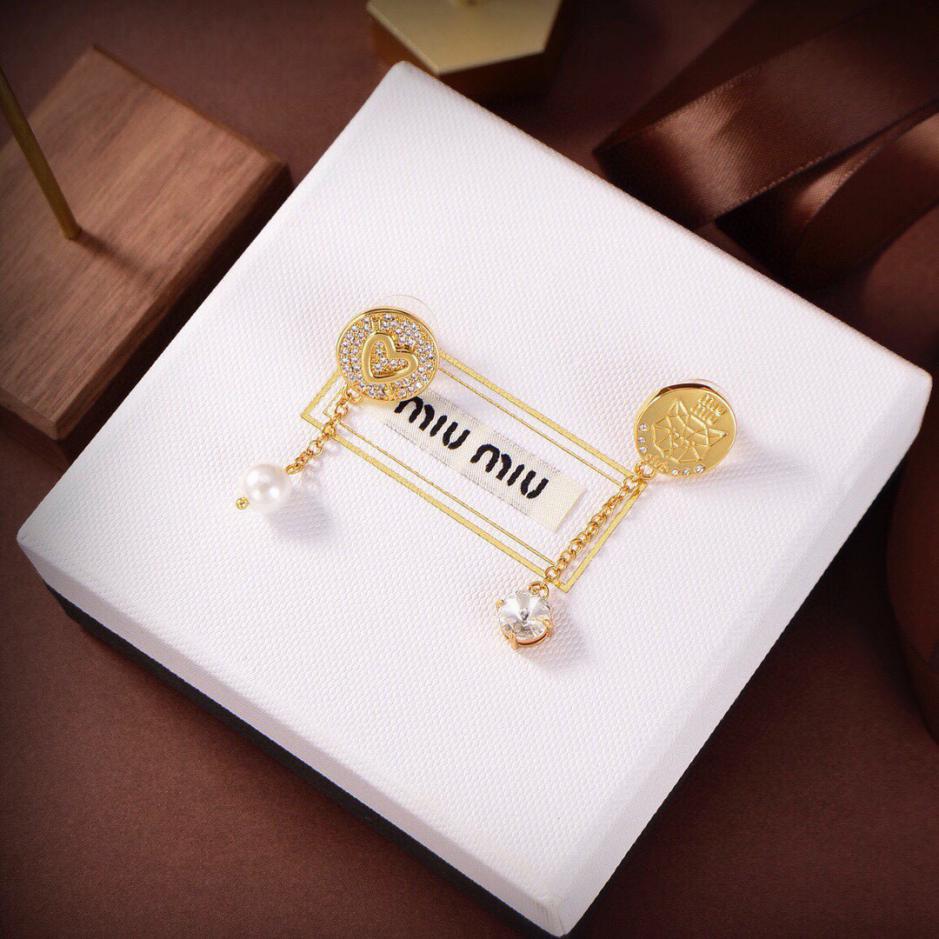 réplica,joyas,joyería,1:1,replica,fake,lujo,barato Miu Miu aretes asimétricos