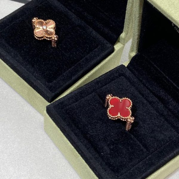 réplica,joyas,joyería,1:1,replica,fake,lujo,barato [Versión superior] Anillo de trébol de cuatro hojas de doble cara VCA de Van Cleef & Arpels