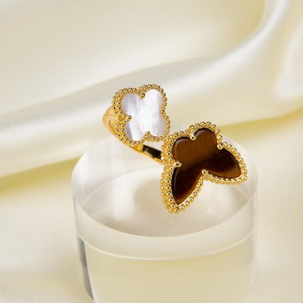 réplica,joyas,joyería,1:1,replica,fake,lujo,barato [Versión superior] Anillo de trébol de cuatro hojas de doble cara VCA de Van Cleef & Arpels