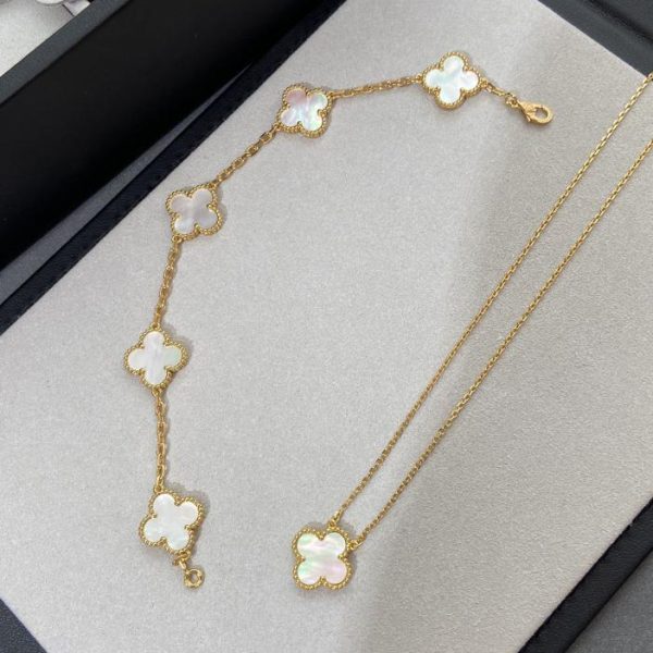 réplica,joyas,joyería,1:1,replica,fake,lujo,barato [Versión superior] Pulsera de cinco flores en oro cornalina de Van Cleef & Arpels
