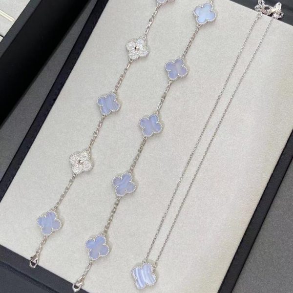 réplica,joyas,joyería,1:1,replica,fake,lujo,barato [Versión superior] Pulsera de cinco flores de piedra natural de nácar blanco de versión alta de Van Cleef & Arpels