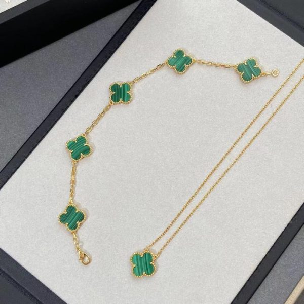 réplica,joyas,joyería,1:1,replica,fake,lujo,barato [Versión superior] Brazalete de cinco flores y collar de una sola flor de Fritillary gris de Van Cleef & Arpels