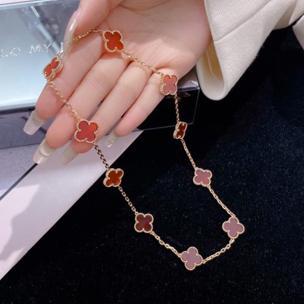 réplica,joyas,joyería,1:1,replica,fake,lujo,barato [Edición superior] Collar de cornalina con diez flores de Van Cleef & Arpels