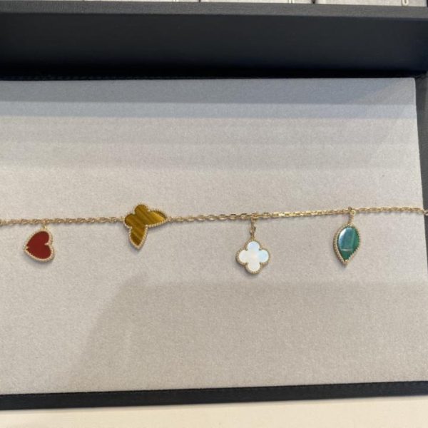 réplica,joyas,joyería,1:1,replica,fake,lujo,barato [Versión superior] ¡Van Cleef & Arpels vca mini pulsera de seis flores con diamantes completos!