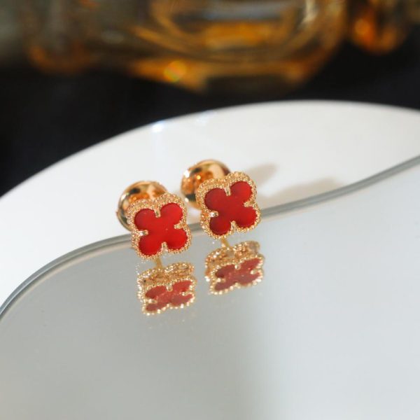 réplica,joyas,joyería,1:1,replica,fake,lujo,barato [Versión superior] Minipendientes con trébol de cuatro hojas de Van Cleef & Arpels