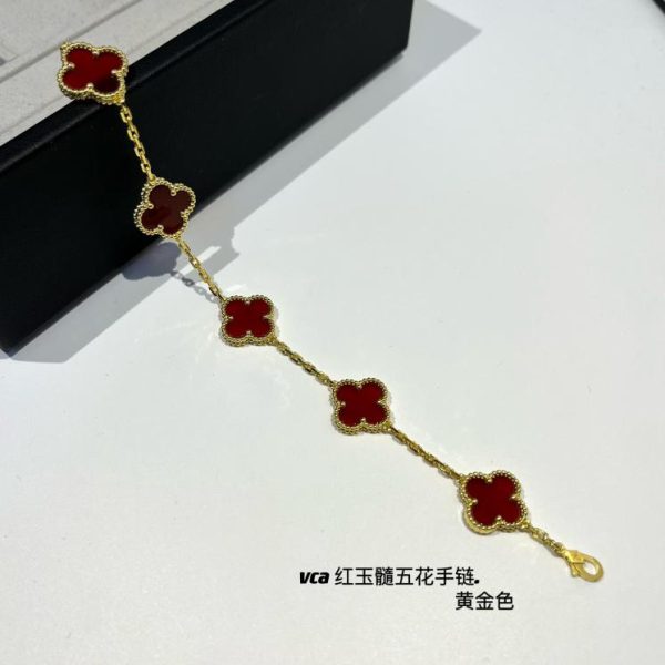 réplica,joyas,joyería,1:1,replica,fake,lujo,barato [Versión superior] Pulsera de cinco flores de cornalina de Van Cleef & Arpelsvca