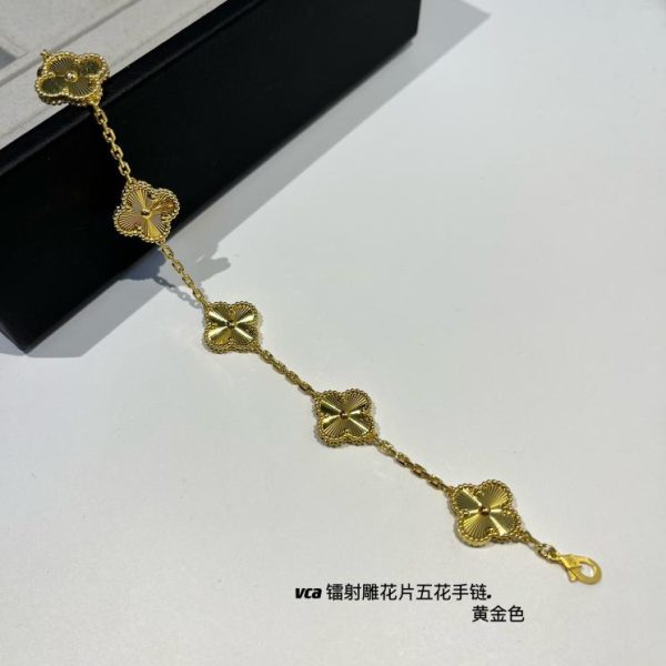 réplica,joyas,joyería,1:1,replica,fake,lujo,barato [Versión superior] Pulsera de cinco flores de cornalina láser de Van Cleef & Arpelsvca