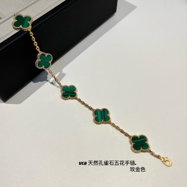 réplica,joyas,joyería,1:1,replica,fake,lujo,barato [Edición superior] Pulsera de cinco flores de calcedonia morada de Van Cleef & Arpels