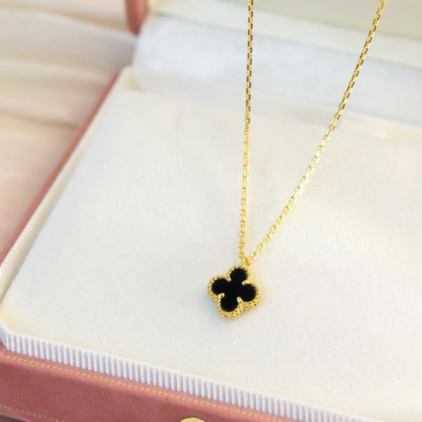 réplica,joyas,joyería,1:1,replica,fake,lujo,barato [Edición superior] Collar de nácar blanco con una sola flor y mini trébol de cuatro hojas de Van Cleef & Arpels