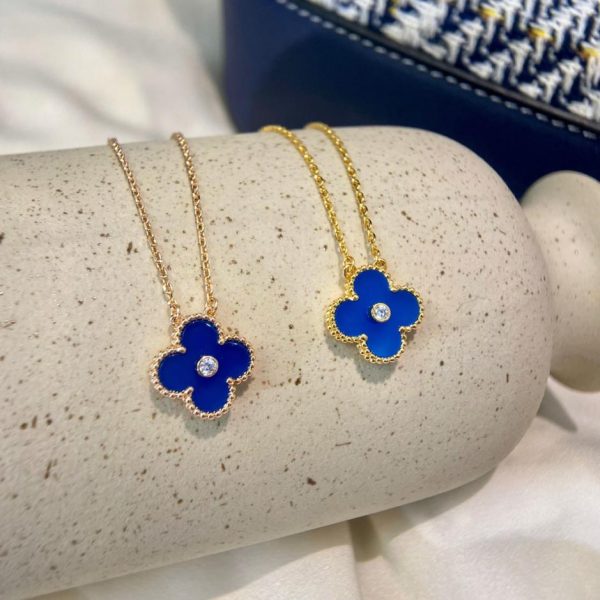 réplica,joyas,joyería,1:1,replica,fake,lujo,barato [Versión superior] Collar clásico de diamantes con trébol de cuatro hojas y una sola flor de Van Cleef & Arpels