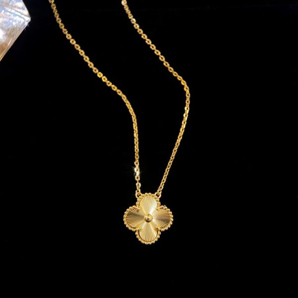 réplica,joyas,joyería,1:1,replica,fake,lujo,barato [Versión superior] Collar clásico de diamantes con trébol de cuatro hojas y una sola flor de Van Cleef & Arpels